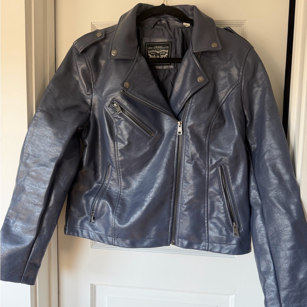 Levi's Women's Navy Faux Leather Moto Jacket